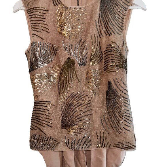 BCBGMaxAzria "Savannah" Sequin Peplum Top Sz XXS - Picture 3 of 4